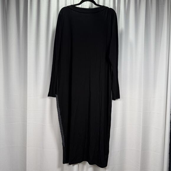 Alembika Maxi Midi Dress Size 4 US Large Mixed Media Black Gray Lagenlook - Picture 4 of 8